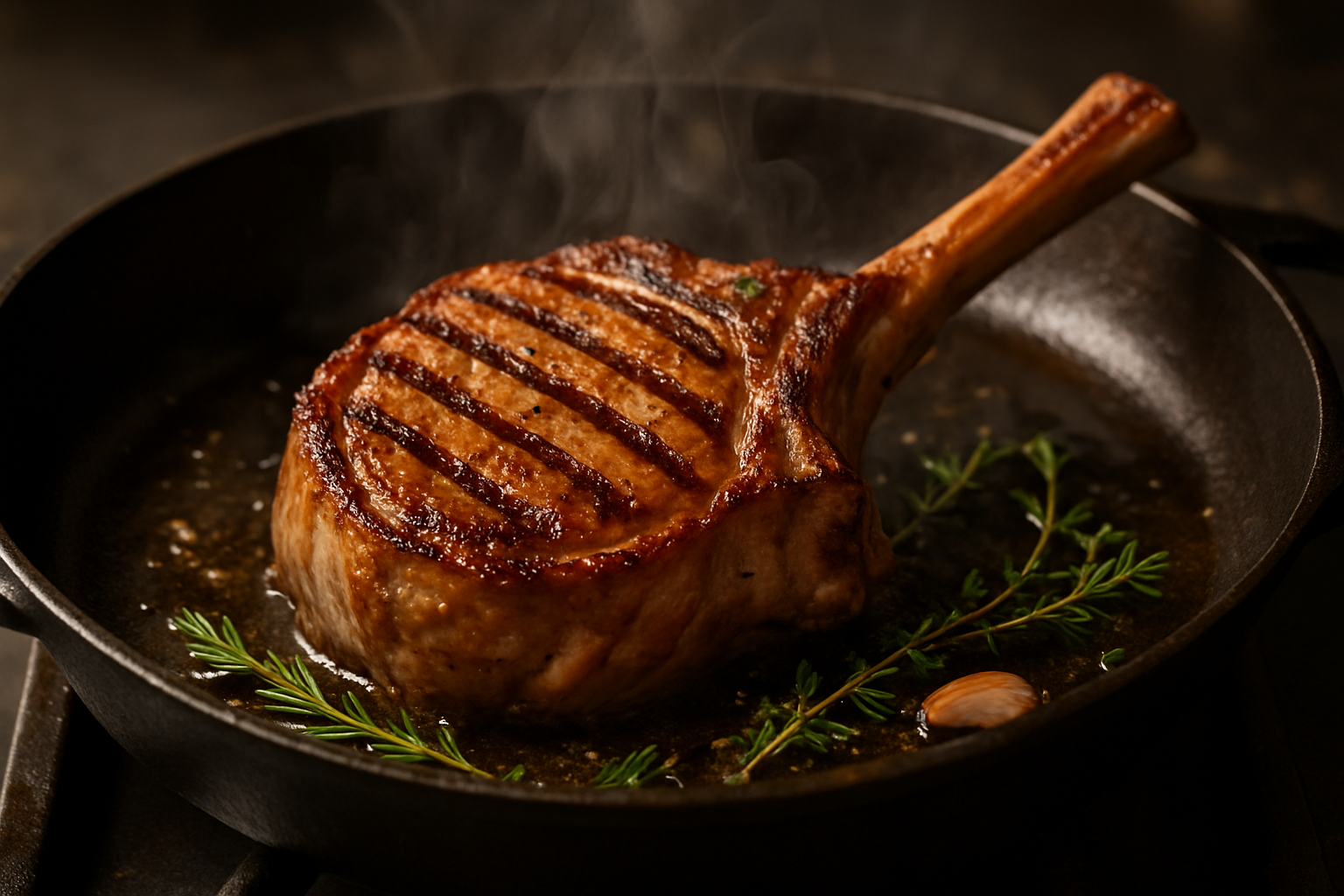 tomahawk pork chop cooking